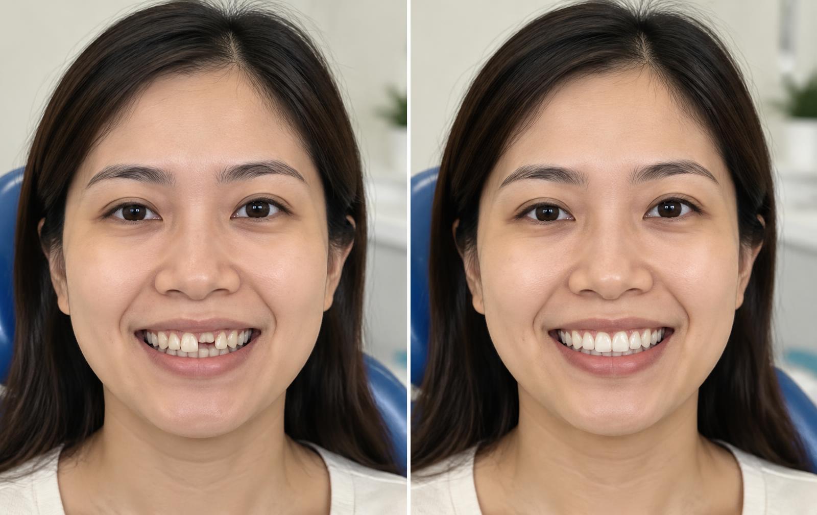 So sánh nụ cười trước và sau điều trị